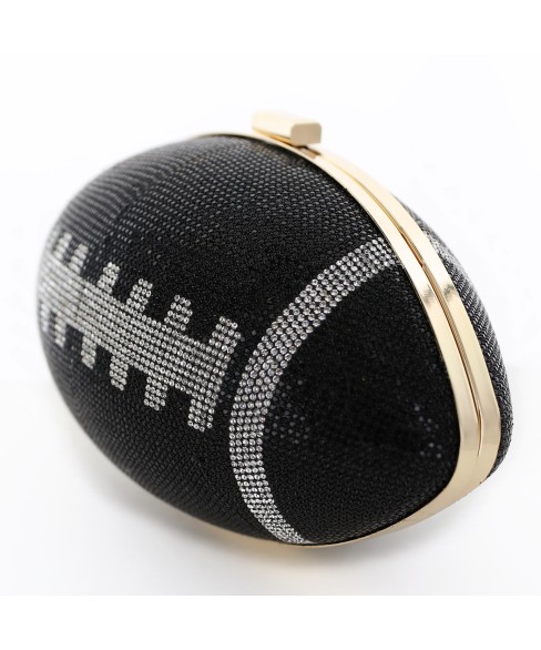 Women Football Shape Rhinestone Evening Clutch Bag