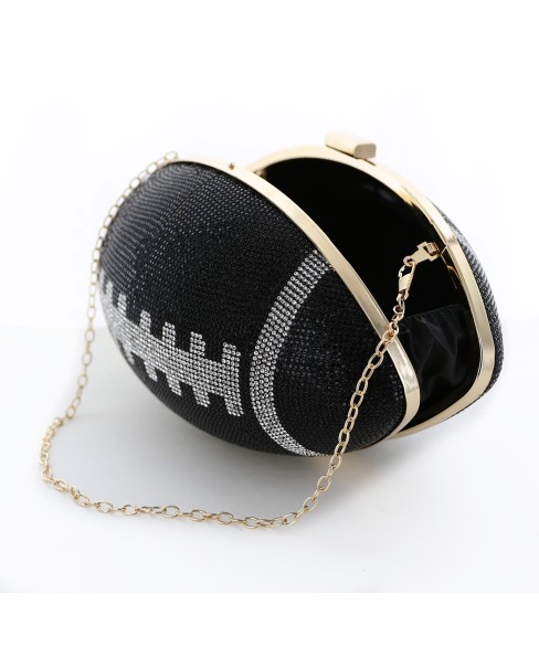 Women Football Shape Rhinestone Evening Clutch Bag