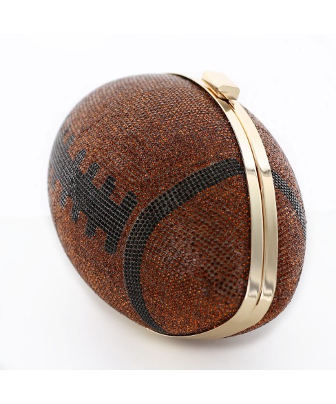 Women Football Shape Rhinestone Evening Clutch Bag