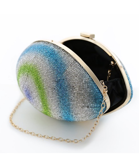 Women Football Shape Rhinestone Evening Clutch Bag