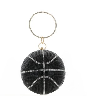 Women Basketball Shape Rhinestone Clutch (Large)