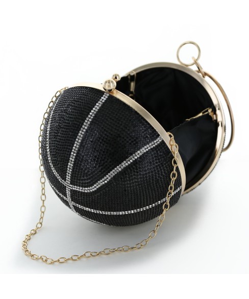 Women Basketball Shape Rhinestone Clutch (Large)