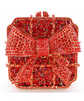 Crystal-Embellished Bow Evening Clutch