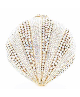 Crystal-Embellished Sea Shell Evening Clutch