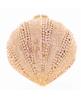 Crystal-Embellished Sea Shell Evening Clutch