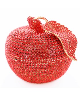 Crystal-Embellished Apple Evening Clutch