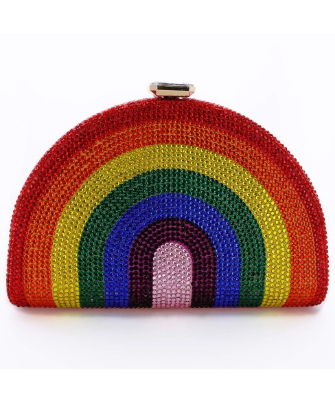 Crystal-Embellished  Rainbow Evening Clutch