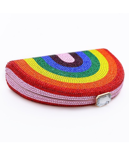 Crystal-Embellished  Rainbow Evening Clutch