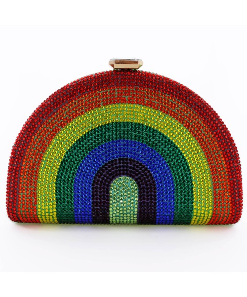 Crystal-Embellished  Rainbow Evening Clutch