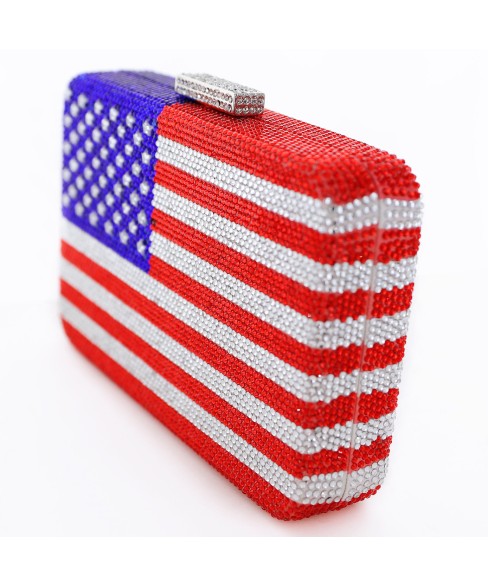 Crystal-Embellished  American Flag Evening Clutch