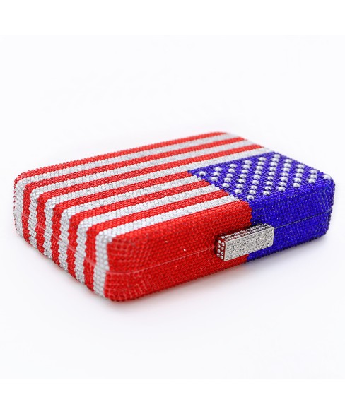 Crystal-Embellished  American Flag Evening Clutch