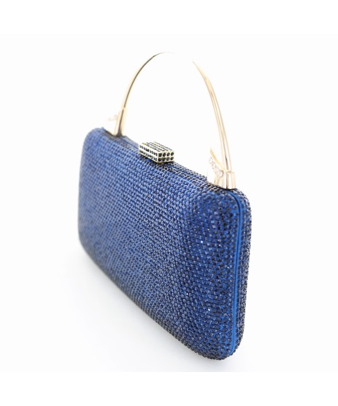 Crystal-Embellished Top Handle Evening Clutch