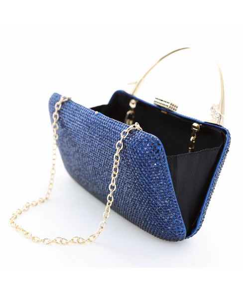 Crystal-Embellished Top Handle Evening Clutch