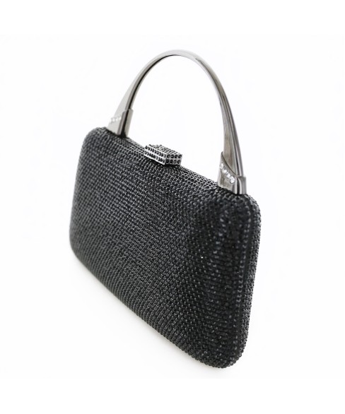 Crystal-Embellished Top Handle Evening Clutch