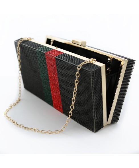 Crystal-Embellished Rhinestone Evening Clutch Bag