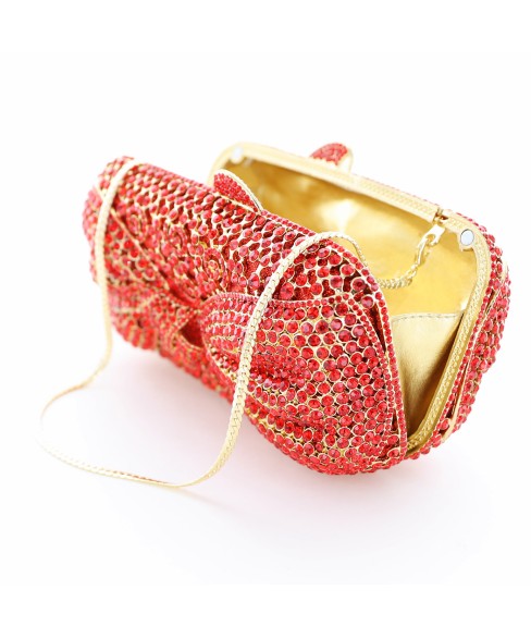 Crystal-Embellished Bow Evening Clutch