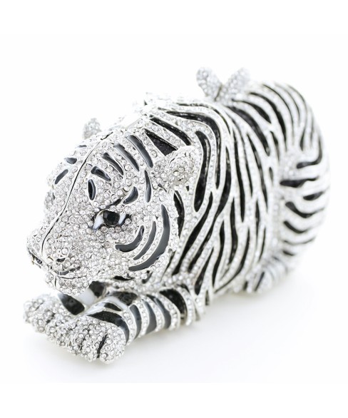 Crystal-Embellished Tiger Evening Clutch (Large)