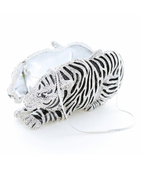 Crystal-Embellished Tiger Evening Clutch (Large)