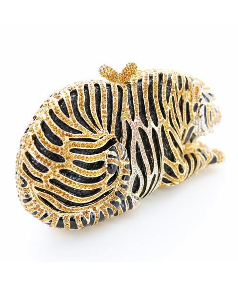 Crystal-Embellished Tiger Evening Clutch (Large)