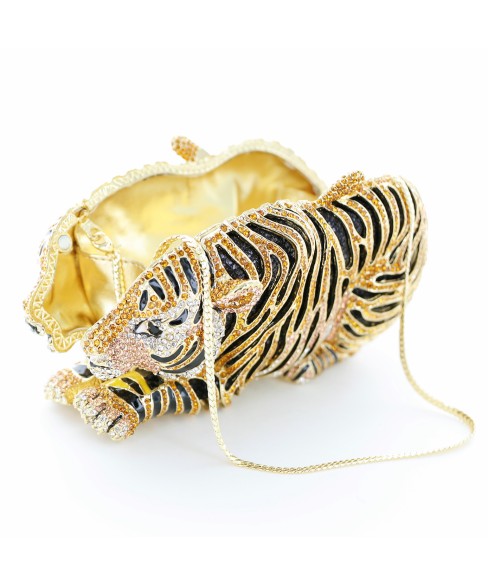 Crystal-Embellished Tiger Evening Clutch (Large)