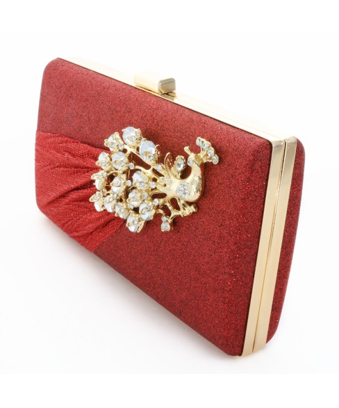 Glitter Rhinestone Pecok Evening Clutch Purses