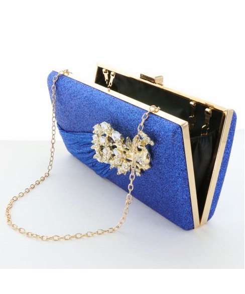 Glitter Rhinestone Pecok Evening Clutch Purses