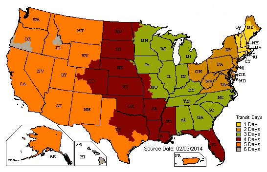 UPS Ground Transit Map